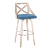 Charlotte - Farmhouse Fixed Height Counter Stool With Swivel And Round Footrest (Set of 2) - Blue / White Washed - Image 3