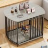 Furniture Style Dog Crate For Small And Medium Dogs, Wooden Cage Indoor Kennel Furniture, Modern Dog Crate End Table With Double Doors - Gray - Image 4