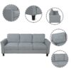Living Room Furniture Loveseat Sofa And 3 Seat Sofa - Gray - Image 7