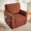 360 Degree Swivel Chair Accent Barrel Armchair With Side Pockets - Red - Image 11