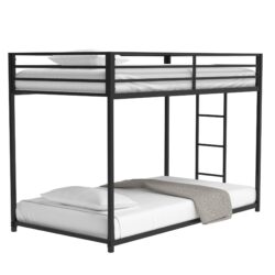 Adam - Twin Over Twin Bunk Bed - Black Metal