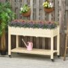 Outsunny - Raised Garden Bed, 47" x 22" x 33", Elevated Wooden Planter Box With Lockable Wheels, Storage Shelf, And Bed Liner For Backyard, Patio - Natural - Image 9