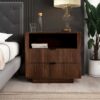 Lola - Mid-Century Modern Nightstand 2 Drawer Bed Side Table - Dark Brown - Image 6