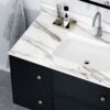 Vanity Top With Undermount Sink And Backsplash, Sintered Stone - Carrara White Marble - Image 6