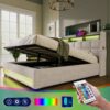 Queen Size Upholstered Platform Bed With A Hydraulic Storage System, LED And USB Charging (Without Mattress) - Natural - Image 16