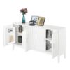 4 Door Sideboard Storage Cabinet With Door Shelf For Living Room And Dining Room, 2 Large Cabinets With Adjustable Shelf - White - Image 10