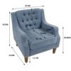 Accent Chair, Living Room Chair, Footrest Chair Set With Vintage Brass Studs, Button Tufted Upholstered Armchair For Living Room, Comfy Reading Chair For Bedroom, Reception Room - Blue - Image 3