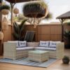 4 Piece Patio Sectional Wicker Rattan Outdoor Furniture Sofa Set With Storage Box - Gray - Image 6