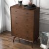 Caroline - Mid-Century Modern Dresser 5 Drawer - Dark Brown - Image 6