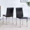 (Set of 4) Backrest Chairs With Silver Metal Legs A Perfect Match For Minimalist And Modern Home Styles - Black / Silver - Image 4