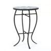 Outdoor Round Side Table With Mosaic Style Top And Curved Iron Legs - Blue / Matte Black - Image 5