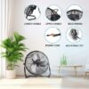 3 Speed High Velocity Industrial Heavy Duty Metal Floor, Fan With Tilting Head For Outdoor / Indoor Use - Black - Image 8