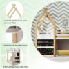 Twin Over Twin House Bunk Bed With White Storage Staircase And 2 Blackboards - White / Natural - Image 23