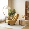 Adjustable Swivel Lounge Chair With 360 Degree Rotating Seat And Headrest Support, Leisure Chair Deck Chair Game Chair For Living Room - Yellow - Image 15