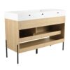 Modern Bathroom Vanity Combo With Single Resin Sink And Storage Cabinet, Multilayer Solid Wood - Oak - Image 12