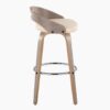 Cassis - Mid-Century Modern Fixed Height Barstool With Swivel With Round Footrest (Set of 2) - Light Gray / Cream - Image 3