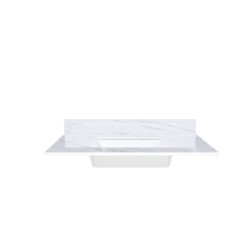Bianco Carrara Venato Marble Vanity Top With Undermount Sink And Backsplash - White
