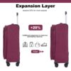 5 Piece Set (18/23/27/Travelbag /Toiletry Bag), Softshell Suitcase Spinner Wheels Terylene Polyester Luggage Sets Carry On Suitcase Luggage Lightweight Durable Suitcase - Wine Red - Image 5