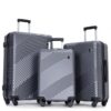 3 Piece Luggage Sets Lightweight Suitcase With Two Hooks, Spinner Wheels, (20/24/28) - Gray - Image 4