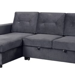 Hudson - Velvet Reversible Sleeper Sectional Sofa With Storage Chaise - Dark Gray