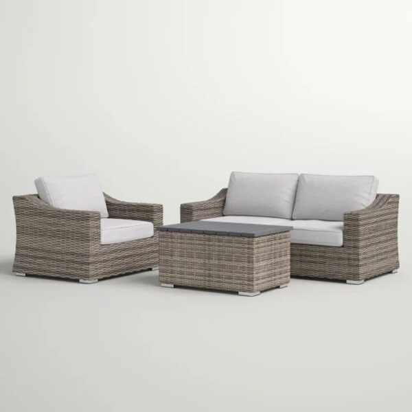 Stylish 3 Person Seating Group With Cushions Perfect For Outdoor Relaxation - Gray Mix