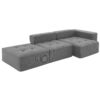 3 Piece Free Combination L Shaped Modular Sectional, Minimalist Floor Couch Set, Convertible Foam Filled Cloud Compressed Couch For Living Room - Gray - Image 9
