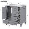 Bathroom Vanity, Modern Bathroom Cabinet With Sink Combo Set, Bathroom Storage Cabinet With A Soft Closing Door And 3 Drawers, Solid Wood Frame - Gray - Image 10