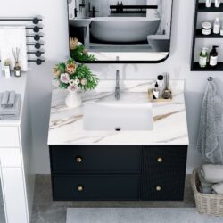 Elegant Vanity Top With Undermount Sink And Backsplash - White Carrara Marble