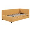 Upholstered Daybed With Trundle Twin Size Sofa Bed Frame No Box Spring Needed, Linen - Yellow - Image 5