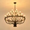 24 Light Chandelier Industrial Iron Candle Chandelier Modern Suspended Farmhouse Chandeliers Pendant Light Fixtures For Dining Room Bedroom Living Room Kitchen Island Foyer E12 Bulb (No Include) - Black - Image 17