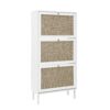 Modern Rattan 3 Door Shoe Rack Cabinet For Entryway Freestanding White Storage Unit In Particle Board - White - Image 6