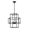 4 Light Metal Lantern Tiered Pendant Hanging Light Fixtures, Industrial Farmhouse Adjustable Height Chandeliers For Dining Room Hallway Foyer Entryway (E12 Bulbs Not Included) - Matte Black - Image 13