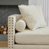 Chenille Upholstered Chaise Lounge With Nailheads, Sleeper Sofa Couch With 4 Throw Pillows & 2 Bolsters, Daybed With Rubberwood Legs - Beige - Image 11