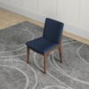 Laura - Linen Dining Chair (Set of 2) - Dark Blue / Dark Brown - Image 14