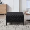 Upholstered Wood Base Storage Ottoman With Reversible Lid Coffee Table, Foot Stool Square Footrest With Rubberwood Legs For Living Room Bedroom Entryway And Office - Black - Image 4
