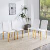 (Set of 4) Backrest Chairs With Gold Metal Legs A Perfect Match, Suitable For Minimalist And Contemporary Home Decor Styles - White / Gold - Image 4