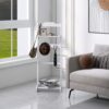 Accent Portable Garment Rack, Clothes Valet Stand With Storage Organizer - White - Image 11