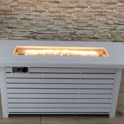 Propane / Natural Gas Outdoor Steel Fire Pit Table With Lid - White