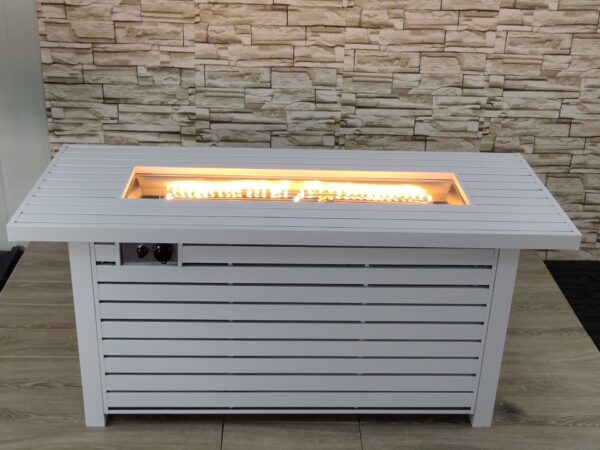 Propane / Natural Gas Outdoor Steel Fire Pit Table With Lid - White