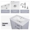 30" Bathroom Vanity With Sink, Bathroom Cabinet With A Door, 3 Drawers Legs, Adiustable Foot Pads - Gray - Image 4