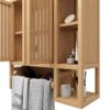 Elegant Bamboo Wall Mounted Bathroom Cabinet With Storage For Toiletries And Towels - Neutral - Image 10