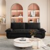 Queen Pull Out Sofa Bed, 3 In 1 Convertible Sleeper Sofa Multifunctional Velvet Loveseat Bed - Black - Image 9
