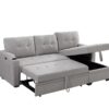 Mabel - Linen Fabric Sleeper Sectional With Cupholder, USB Charging Port And Pocket - Light Gray - Image 3