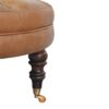 Buffalo - Leather Round Ottoman With Castor Legs - Brown - Image 7