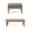 Bianca - Outdoor 3 Seater Sofa Chat Set With Ottoman - Teak - Image 4