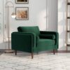 Amber - Velvet Lounge Chair - Brown / Dark Green - Image 14