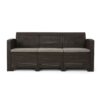 Outdoor 3 Seater Rattan Sofa With Water Resistant Cushions - Brown / Mix Beige - Image 5