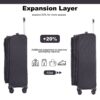 5 Piece Set (18/23/27/Travelbag /Toiletry Bag), Softshell Suitcase Spinner Wheels Terylene Polyester Luggage Sets Carry On Suitcase Luggage Lightweight Durable Suitcase - Black - Image 5