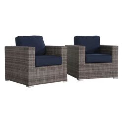 Club Chair (Set of 2) - Brown Gray / Navy Blue