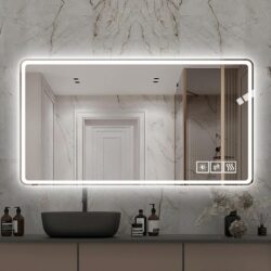 Bathroom Mirror With LED Lights Front And Backlit, Anti-Fog Lighted Vanity Mirrors For Wall Mounted And 5 Level Dimmable, Horizontal / Vertical - Clear